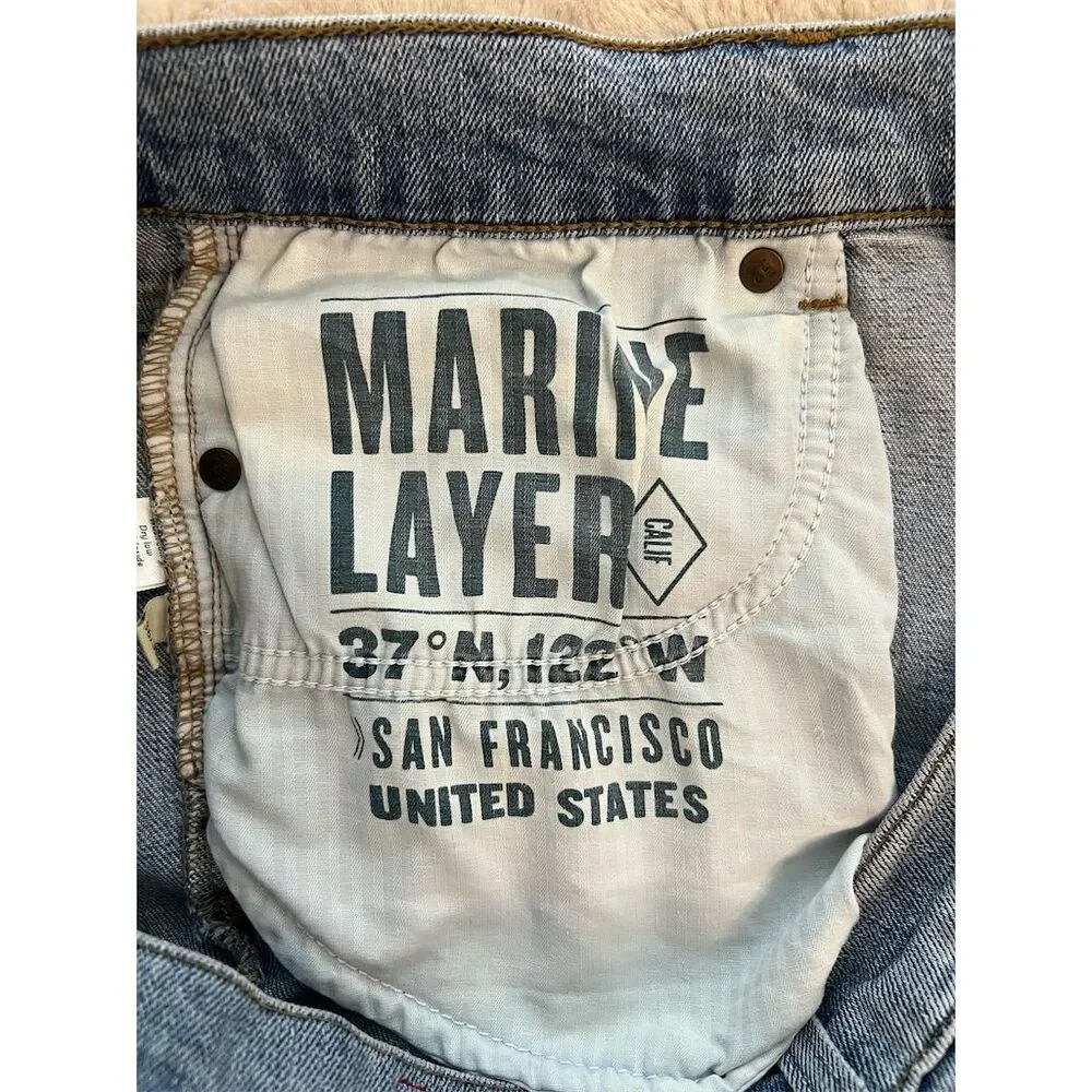 Marine Layer Men's Slim Jeans Blue Size 36x32 Light Wash Denim